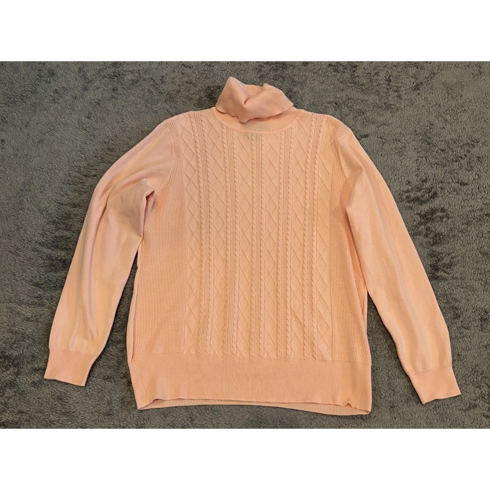Select + Trend Sweater Womens Large Pink Turtleneck Cable Knit Lightweight